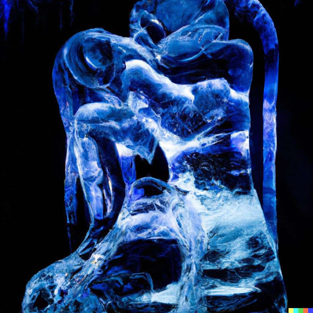 a representation of anxiety, ice sculpture